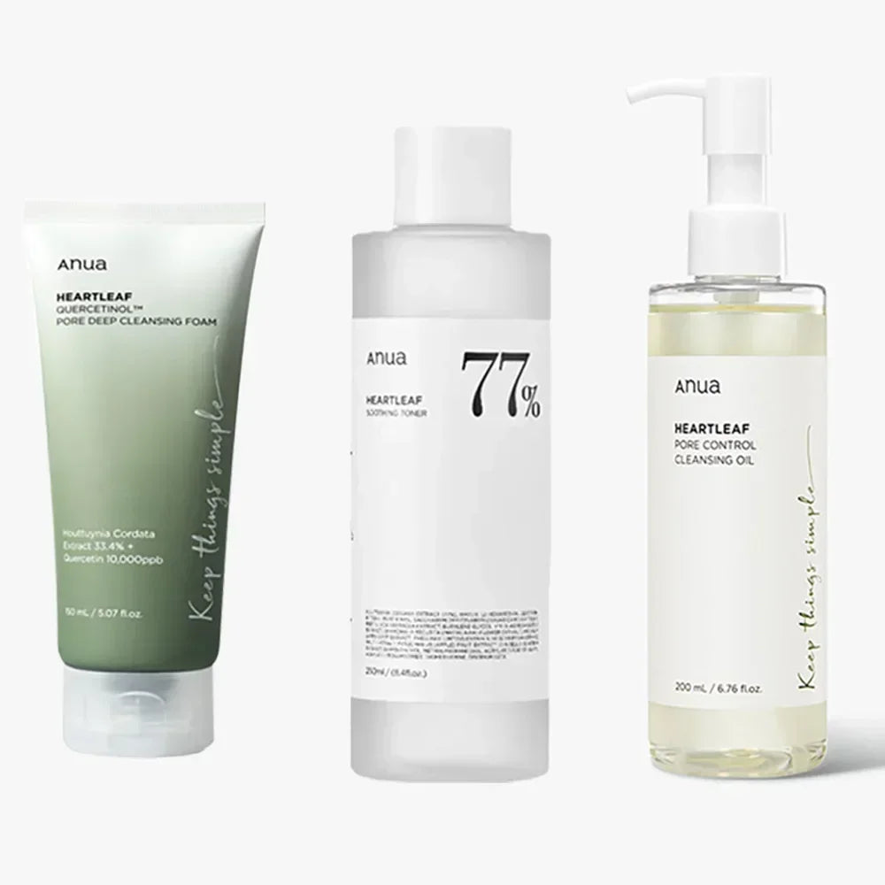 Anua Heartleaf 77% Skin Care Set Soothing Hydration & Deep Cleansing for Sensitive Skin