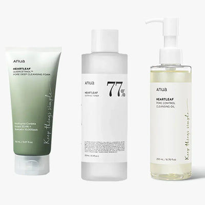 Anua Heartleaf 77% Skin Care Set Soothing Hydration & Deep Cleansing for Sensitive Skin