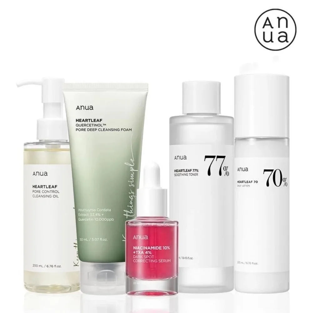 Anua Heartleaf 77% Skin Care Set Soothing Hydration & Deep Cleansing for Sensitive Skin