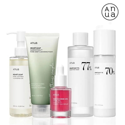 Anua Heartleaf 77% Skin Care Set Soothing Hydration & Deep Cleansing for Sensitive Skin